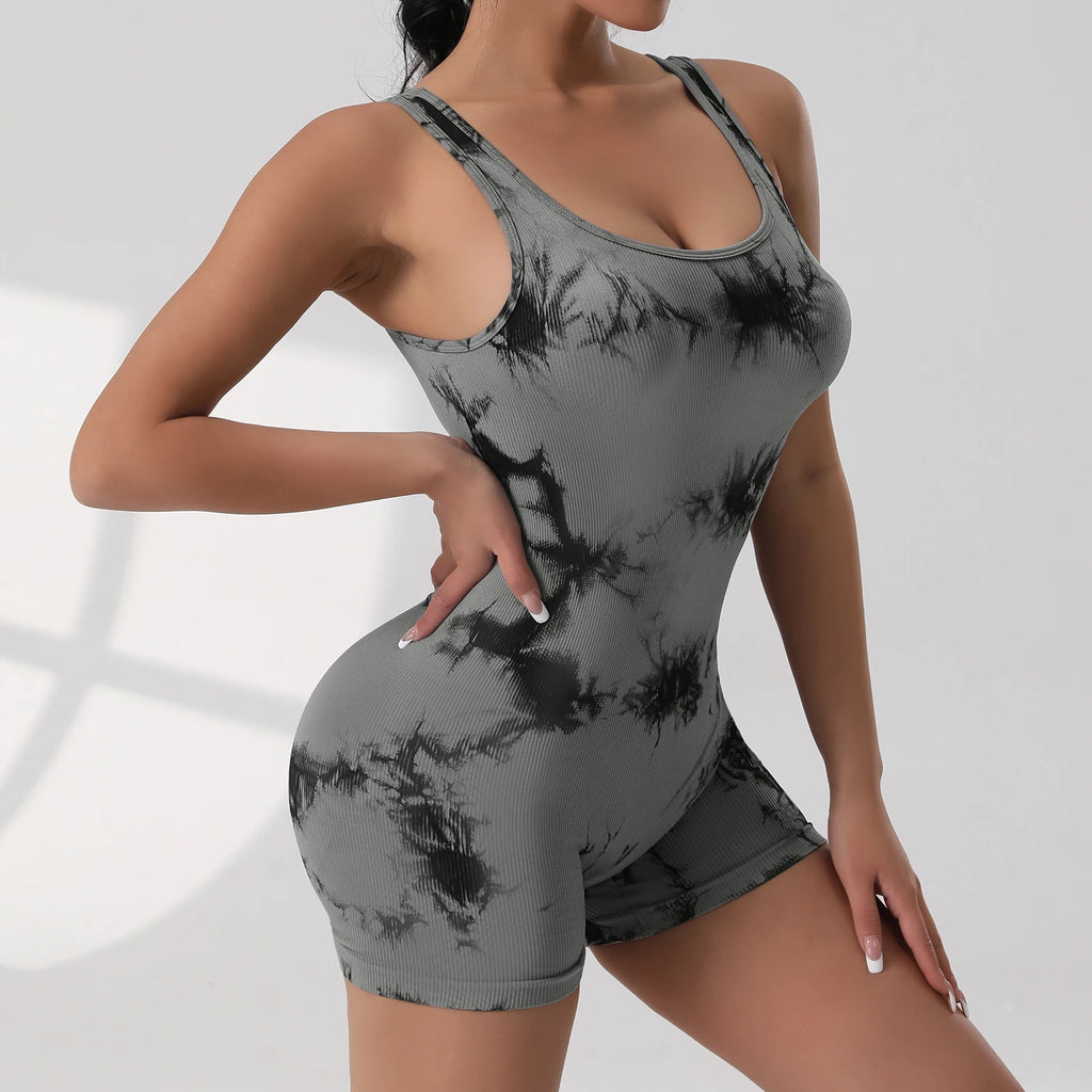 Tuta Sportiva Sexy con Schiena a V e Arricciatura, Senza Maniche, per Donna, Abbigliamento Casual e da Yoga