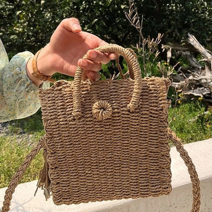 Gusure Ladies Summer Straw Woven Crossbody Bags Casual Small Hasp Shoulder Bag rafia Square Rattan Messenger Bag borse borsa