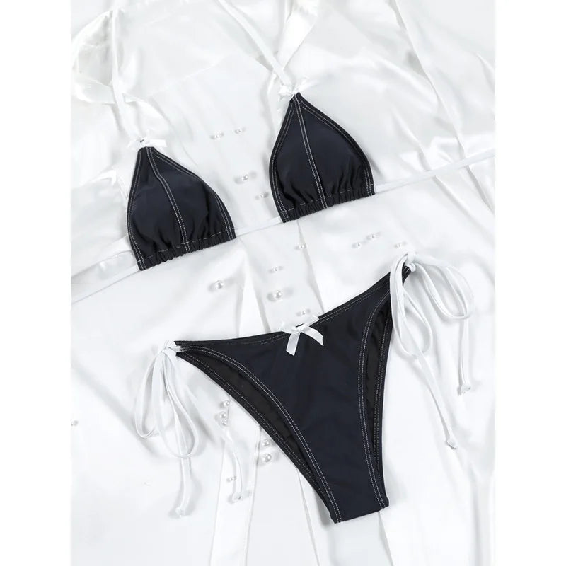 Maillots de bain sexy pour femmes, bikinis papillon, maillot de bain imprimé, tenue de plage triangulaire, maillots de bain à bandage, micro biquini