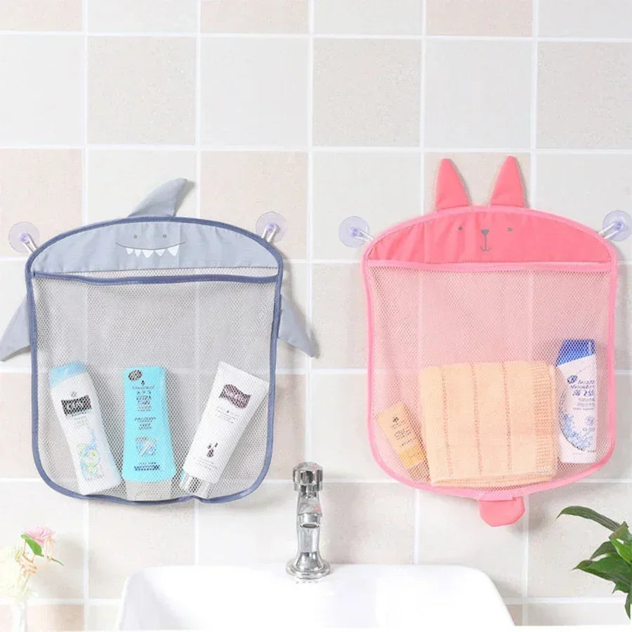 Giocattolo per baby shower Simpatico anatra rana Borsa portaoggetti per giocattoli con rete Forte ventosa Borsa da gioco per baby shower Organizzatore per il bagno Giocattolo d'acqua