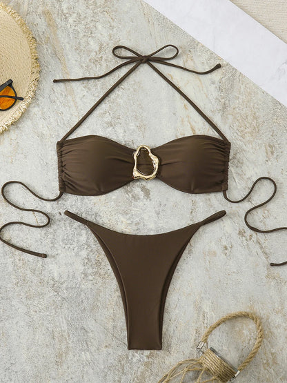 Sexy Bandeau Bikini Women's Swimsuit 2026 Two-piece Swimwear Thong Bikinis Set Female Bathing Suit Push Up Beach Swimming Wear
