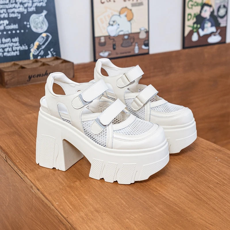 DIMANYU Sandals Female Genuine Leather 2026 New Platform High Heels Women's Shoes Mesh Breathable Women's Sandals