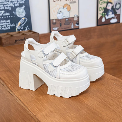DIMANYU Sandals Female Genuine Leather 2026 New Platform High Heels Women's Shoes Mesh Breathable Women's Sandals