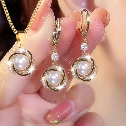 3tlg. glänzendes Zirkonia-Schmuckset für Damen, luxuriös, elegant, trendig, vielseitig, Halskette, Ohrringe, Party-Schmuck, Geburtstagsgeschenke