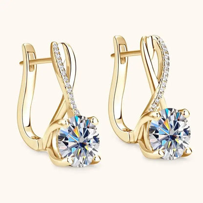 Taoyu D2.0CT Moissanite Drop Hie Orecchini in vero argento da donna Cerchi placcati in oro Orecchino infinito Gioielli da sposa certificati