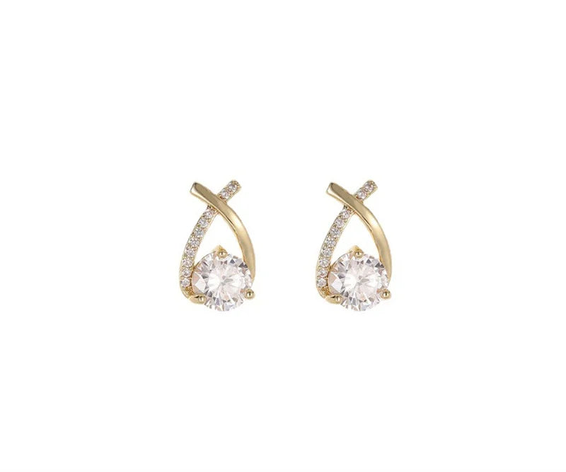 SKEDS Orecchini a croce alla moda per donne Ragazze Stile coreano Eleganti gioielli in cristallo Anelli per orecchie Orecchini a coda di pesce da donna Regalo
