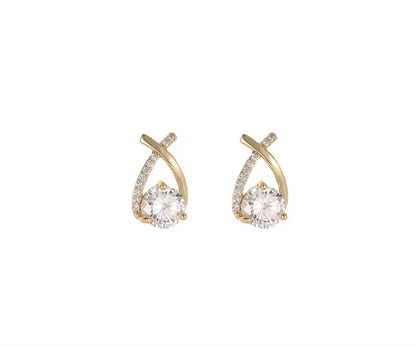 SKEDS Orecchini a croce alla moda per donne Ragazze Stile coreano Eleganti gioielli in cristallo Anelli per orecchie Orecchini a coda di pesce da donna Regalo