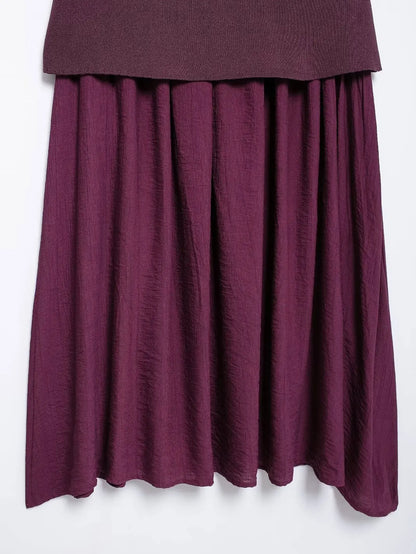 HH Set di gonne lavorate a maglia eleganti femminili 2024 Scollo a V con bottoni Canottiera + Gonna a pieghe patchwork a-line Abito solido alla moda