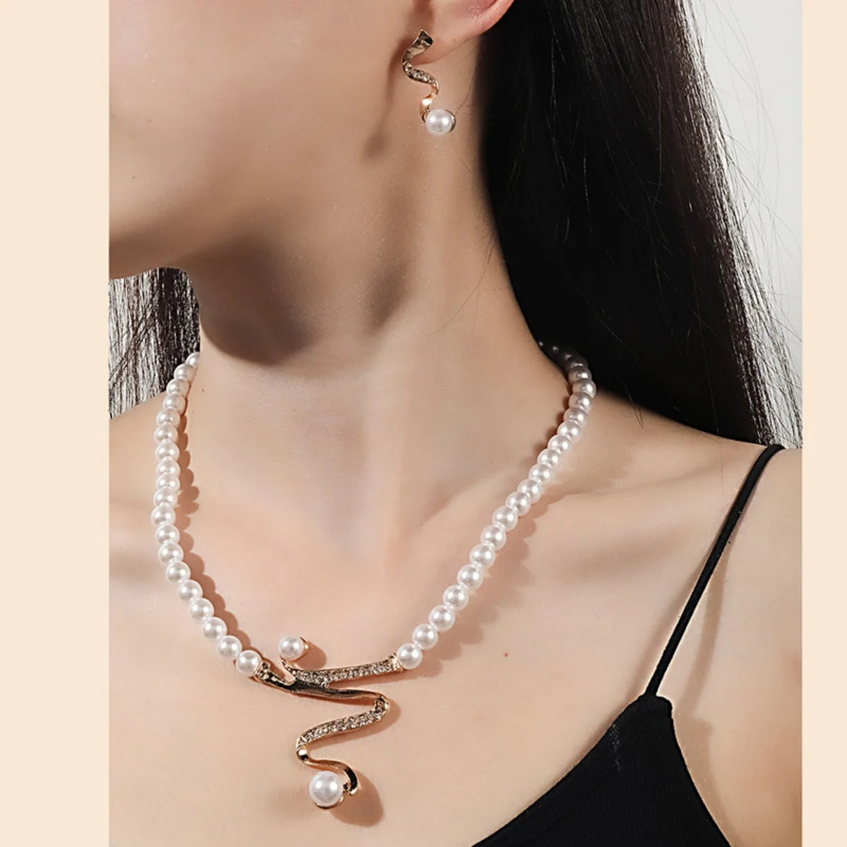 1 set di nuove donne da sposa festa di nozze imitazione perla strass collana orecchini set di gioielli