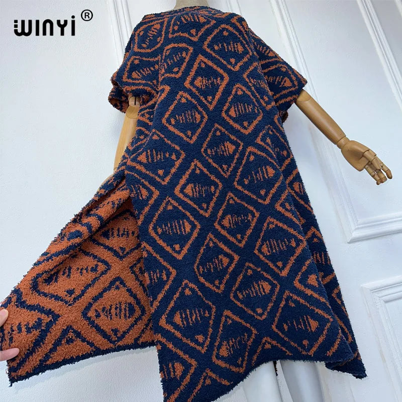 WINYI winter Warm dress black fashion cape Holiday dress Elegant party winter poncho per le donne mantello irregolare con stampa leopardata