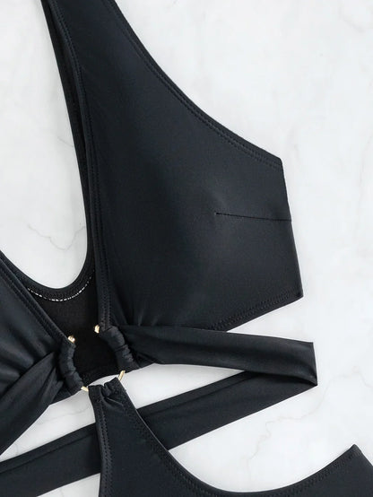Sexy One-piece Hollowed-out Bikini  Swimwear Women  High Waist Bikinis Beautiful and Cool Swimsuit  High Waist Bikini
