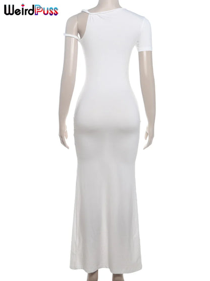 Strano gatto vestito dalla fasciatura donna estate sexy irregolare solido guaina chic elasticizzato a forma di corpo liscio festa di compleanno elegante aderente