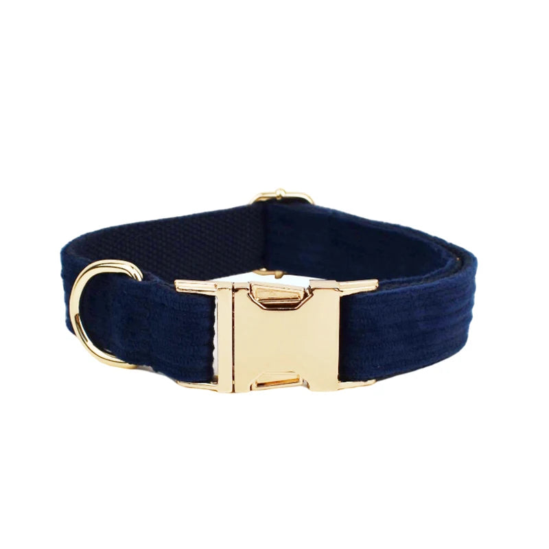Set di collare e guinzaglio per cani in velluto a coste blu violaceo, con targhetta personalizzata incisa, accessori per animali domestici, guinzaglio per cani in velluto a coste17