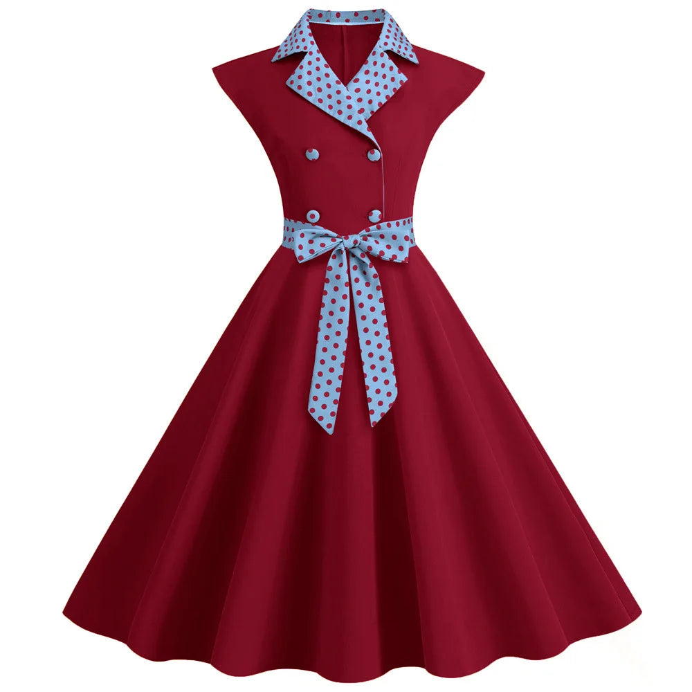 Plaid Vintage Office Lady Abiti estivi Donna 2026 Moda Retro 50s 60s 70s Swing Pinup Rockabilly Party Dress Robe Abiti