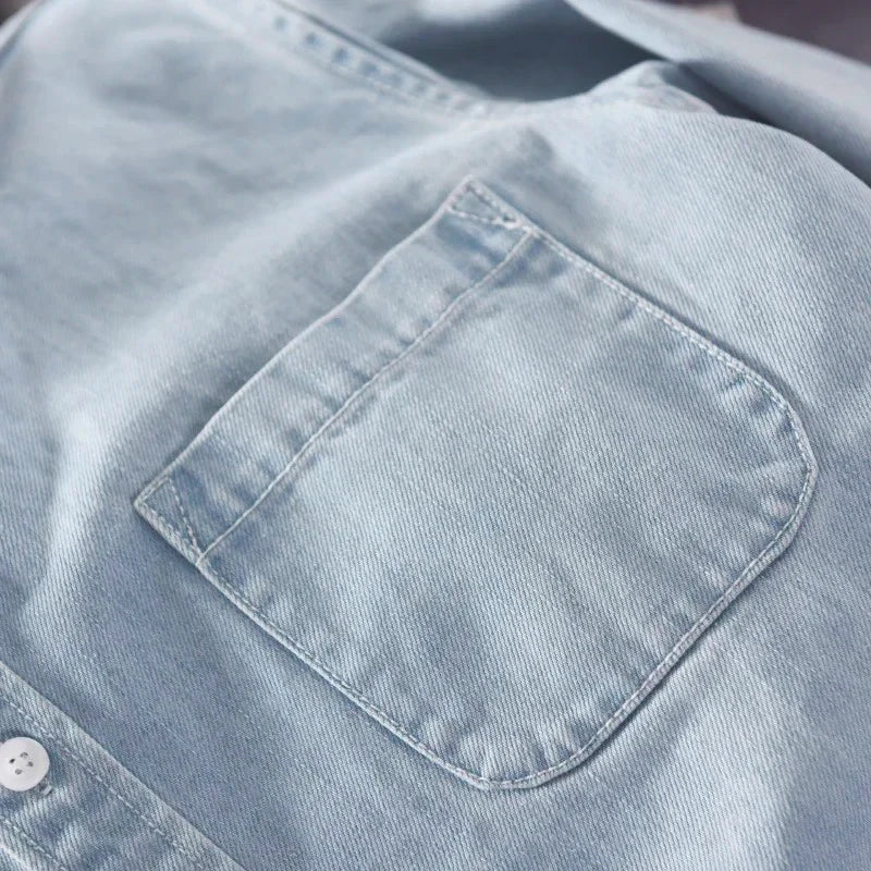 100% cotone autunno nuova camicia di jeans a maniche lunghe uomo moda casual High Street abbigliamento maschile Top classico azzurro nero grigio