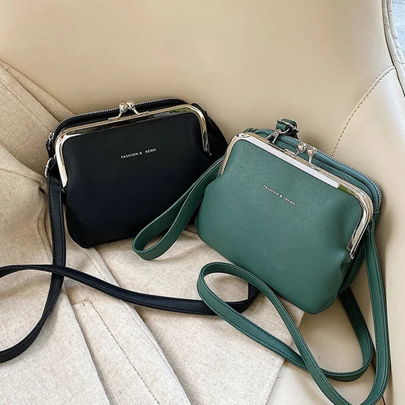 Borsa a tracolla moda primavera estate borse a tracolla in pelle PU femminile semplice borsa a tracolla con Clip a colori solido borsa a mano da donna sac