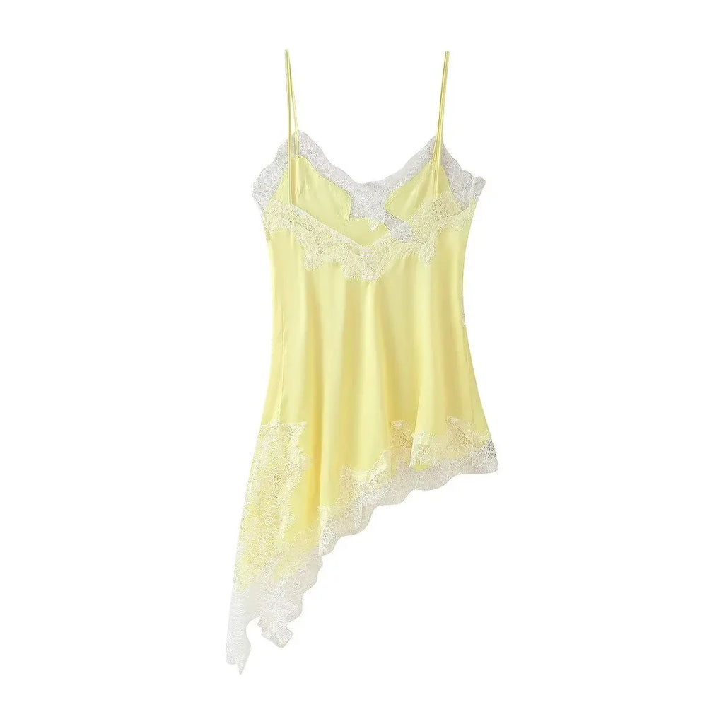 HH Summer Sexy Party Sling Dress per le donne senza maniche asimmetria pizzo splicing backless halter neck moda abiti slim