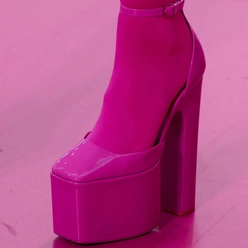 Damen-Sommersandalen mit hohem Absatz und eckiger Spitze, Plateau mit Blockabsatz, Damen-Pumps mit dicker Sohle, einzelne Damenschuhe für Hochzeiten