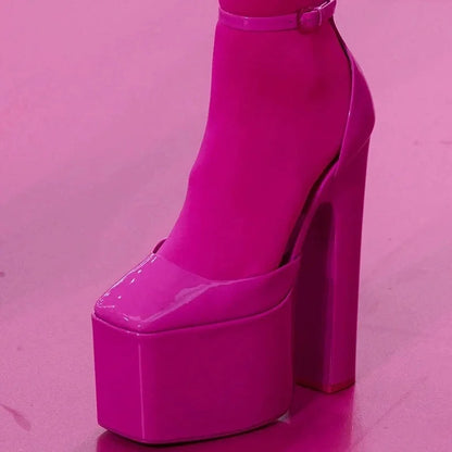 Damen-Sommersandalen mit hohem Absatz und eckiger Spitze, Plateau mit Blockabsatz, Damen-Pumps mit dicker Sohle, einzelne Damenschuhe für Hochzeiten