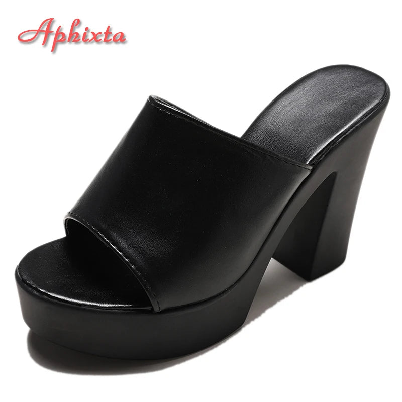 Aphixta 2025 Estate 7 centimetri Tacchi Grossi Presentazioni Aziende Produttrici Giochi Donne Ciabatte Design Bianco Pantofole Della Piattaforma Sandalo Fresco Peep Toe Scarpe Femminili