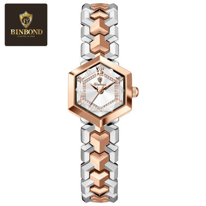 BINBOND Orologi da donna eleganti delle migliori marche Orologio da polso da donna con specchio a rombo alla moda Orologio al quarzo originale con quadrante con diamanti impermeabile