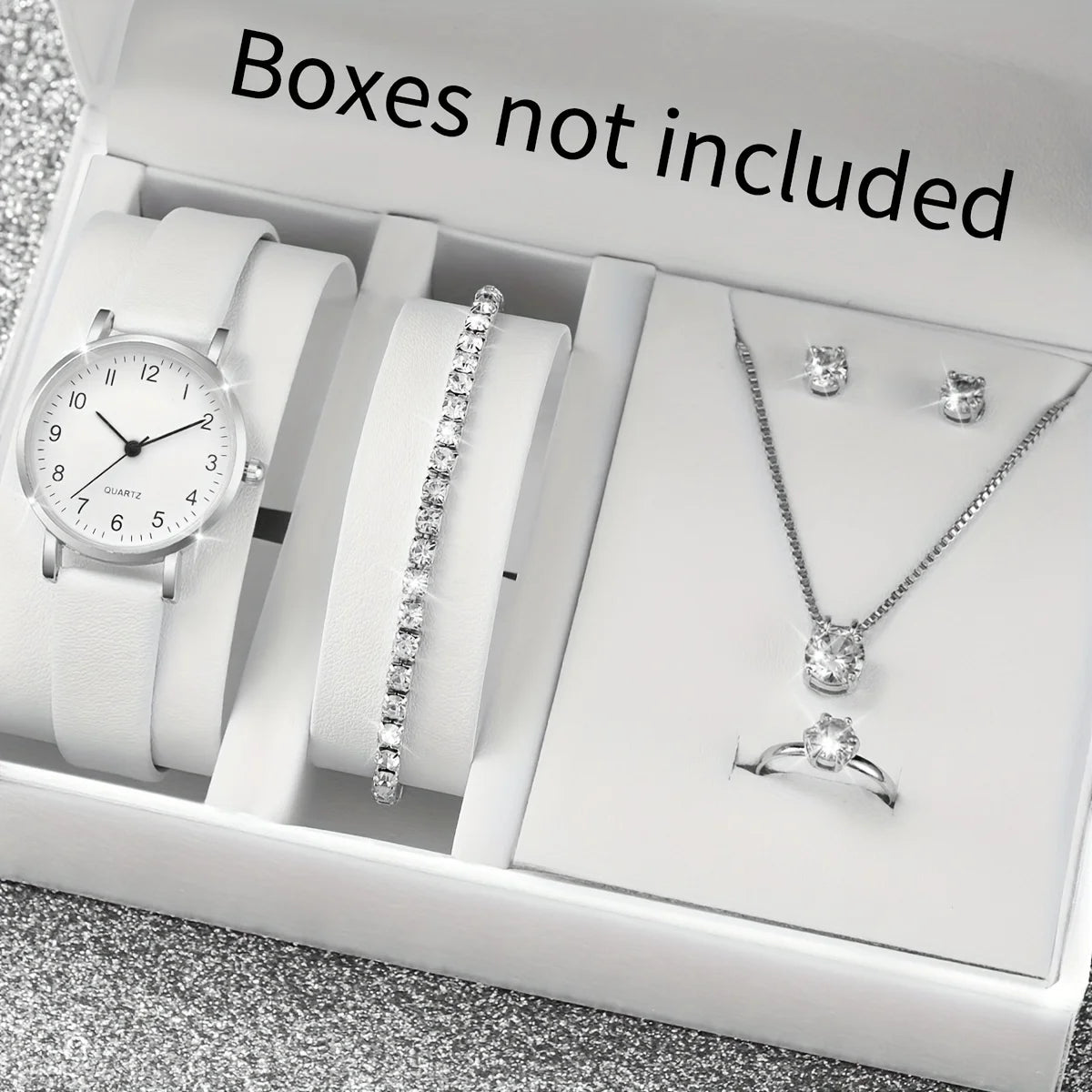 5/6 pezzi orologio al quarzo da donna alla moda cinturino in pelle orologi analogici al quarzo con gioielli con diamanti (senza scatola)