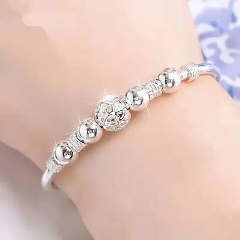 Braccialetti con perline portafortuna con ciondolo color argento per braccialetti da donna, festa di moda, fidanzamento, matrimonio, marchi popolari
