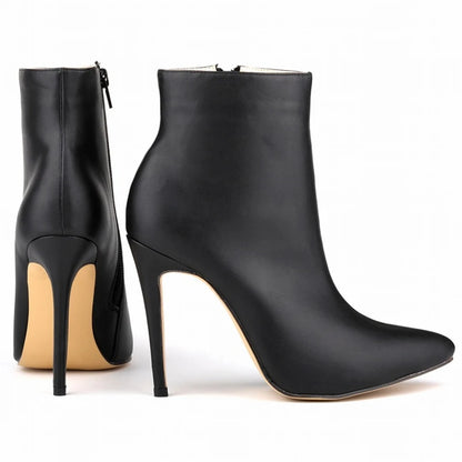 Top Leather Boots 2025 Autumn Women Shoes Fashion High Heels Zipper Breathable Short Boots Pointed Ladies Sexy Party Boots Black