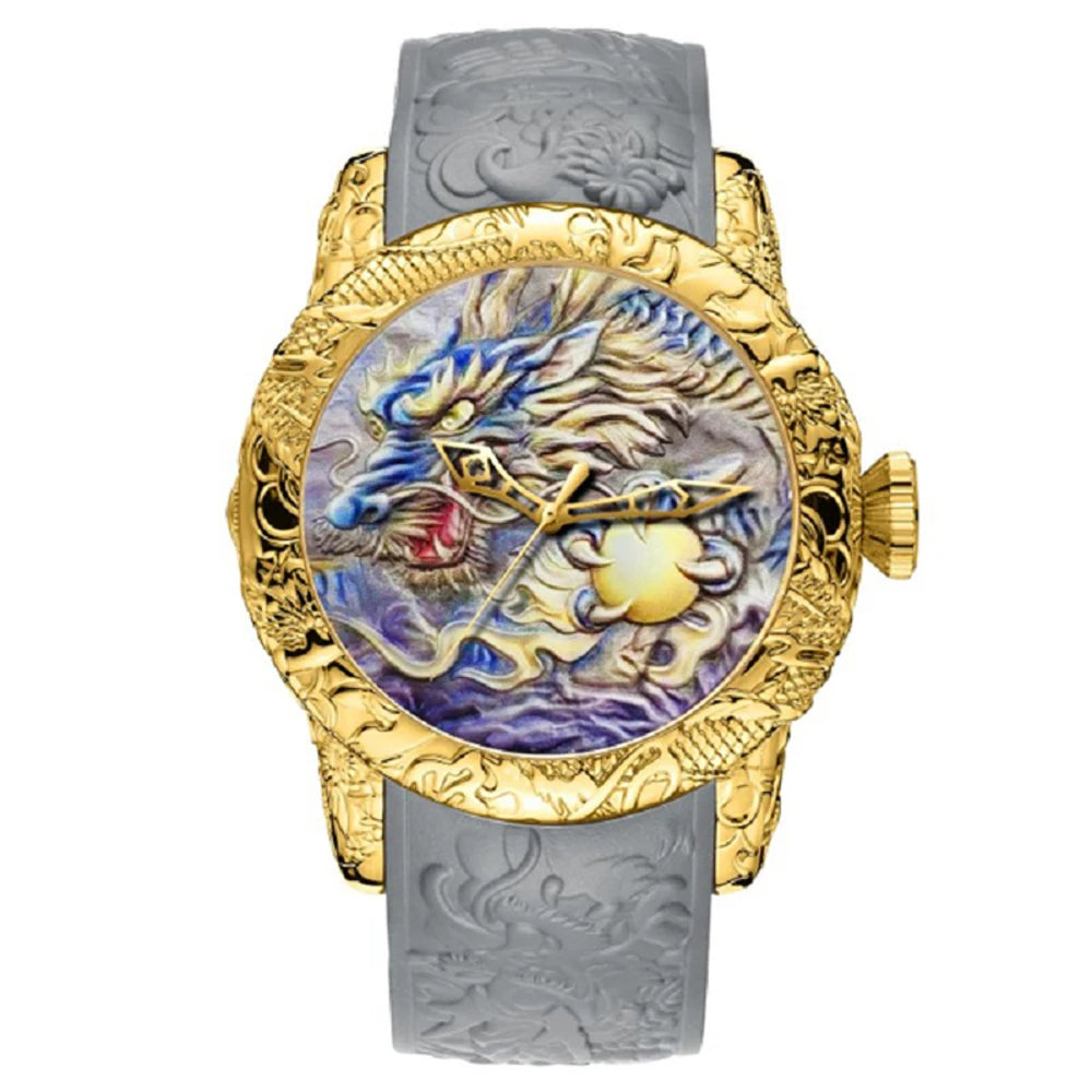 BIDEN impermeabile sport uomo orologi Dragon Design orologio al quarzo per uomo cinturino in Silicone orologio da polso orologio maschile Relogio Masculino