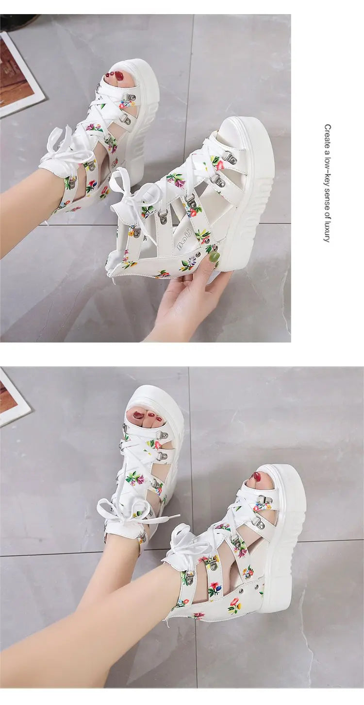 Women Shoes 2025 Summer Sandals 12cm Wedge Platform Open Toe Sandals Woman Rome High Heels Casual Shoes Lady Female Sandalias