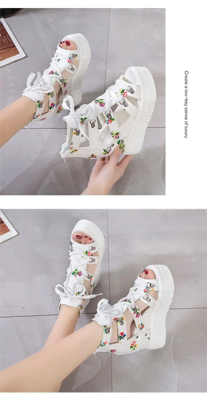 Women Shoes 2025 Summer Sandals 12cm Wedge Platform Open Toe Sandals Woman Rome High Heels Casual Shoes Lady Female Sandalias