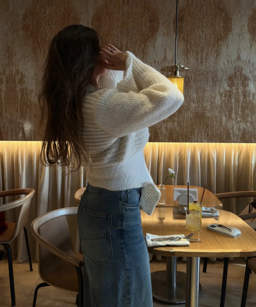 Tuularose Autunno Cardigan lavorato a maglia da donna New Vintage scava fuori maglione a maniche lunghe 2025 Casual Streetwear Top in maglia bianca femminile
