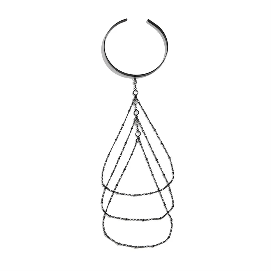 Ingemark 17 Stili Boho Ciondolo in cristallo Braccialetti aperti per le donne Wed Bridal Goth Nappa Braccialetti con braccio a maglie Regalo di gioielli per feste