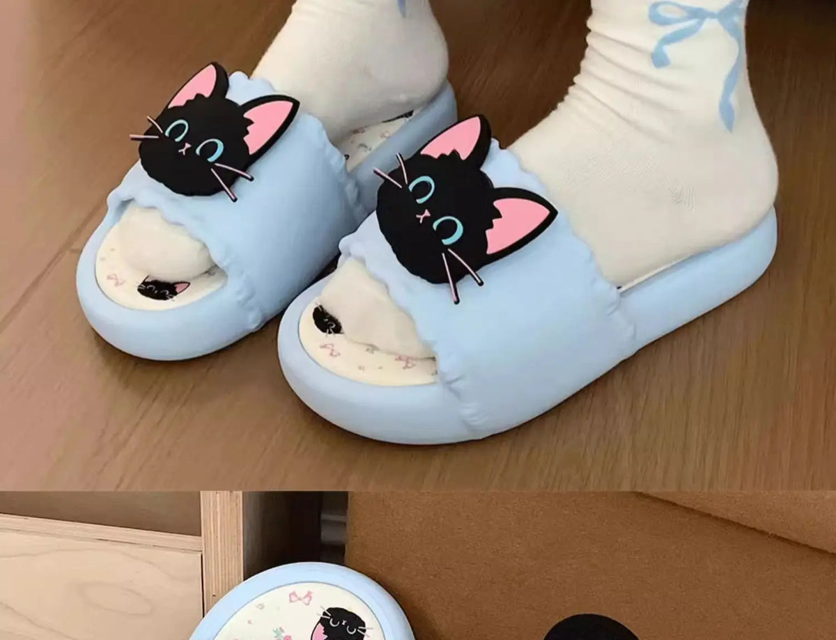 Nuove pantofole vivide da gattino scarpe estive personalizzate da donna donna gatto nero pantofola in EVA scarpe da casa inodore pantofola da spiaggia da bagno