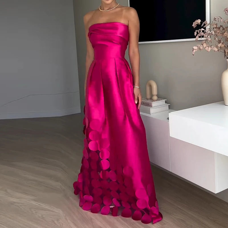 Sexy elegante con spalle scoperte in raso impiombato scava fuori vestito da partito estate delle donne backless rosso chic banchetto abiti da sera 2025 nuovo