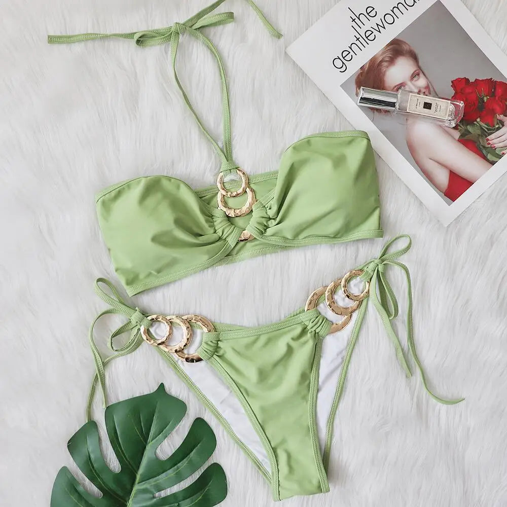 nuovo costume da bagno in due pezzi con strass 2026 cristallo di lusso perizoma Sexy perizoma Bikini Set costumi da bagno da donna costume da bagno Sexy da spiaggia