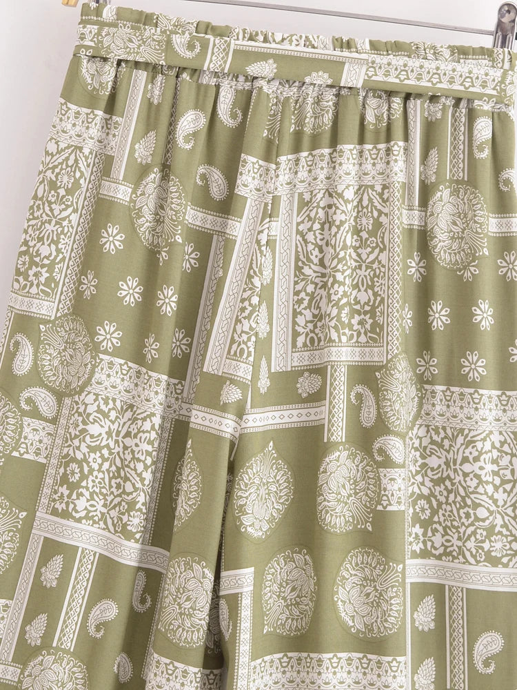 Boho Queens Donna Abiti con stampa floreale marrone Kimono Abito Abiti bohémien Pantaloni a gamba larga 2 pezzi Rayon Boho Set costume da bagno