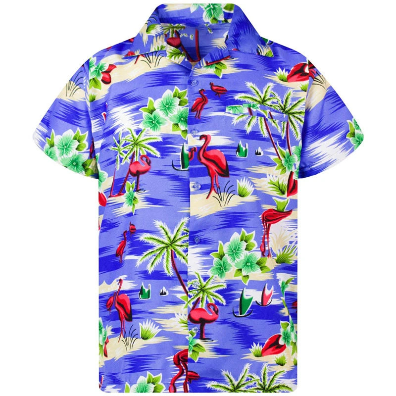 Camicia da uomo con risvolto estivo a maniche corte motivo hawaiano personalizzato stampa 3D lavoro casual quotidiano vacanza design confortevole