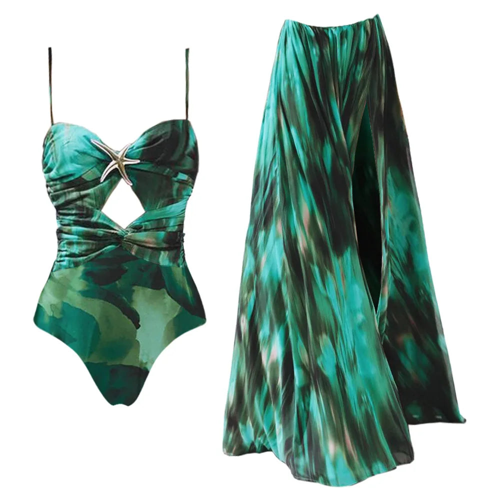 Costume da bagno floreale con stampa floreale con volant monospalla blu Set copricostume singolo micro monokini costumi da bagno sexy per ragazze Summer Beach