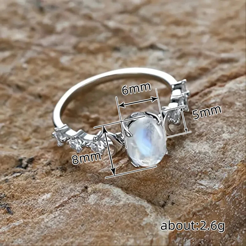 Huitan Anelli di luna opale imitazione blu/bianco per le donne Accessori da sposa estetici Gioielli di dichiarazione regalo di anniversario fantasia Hot