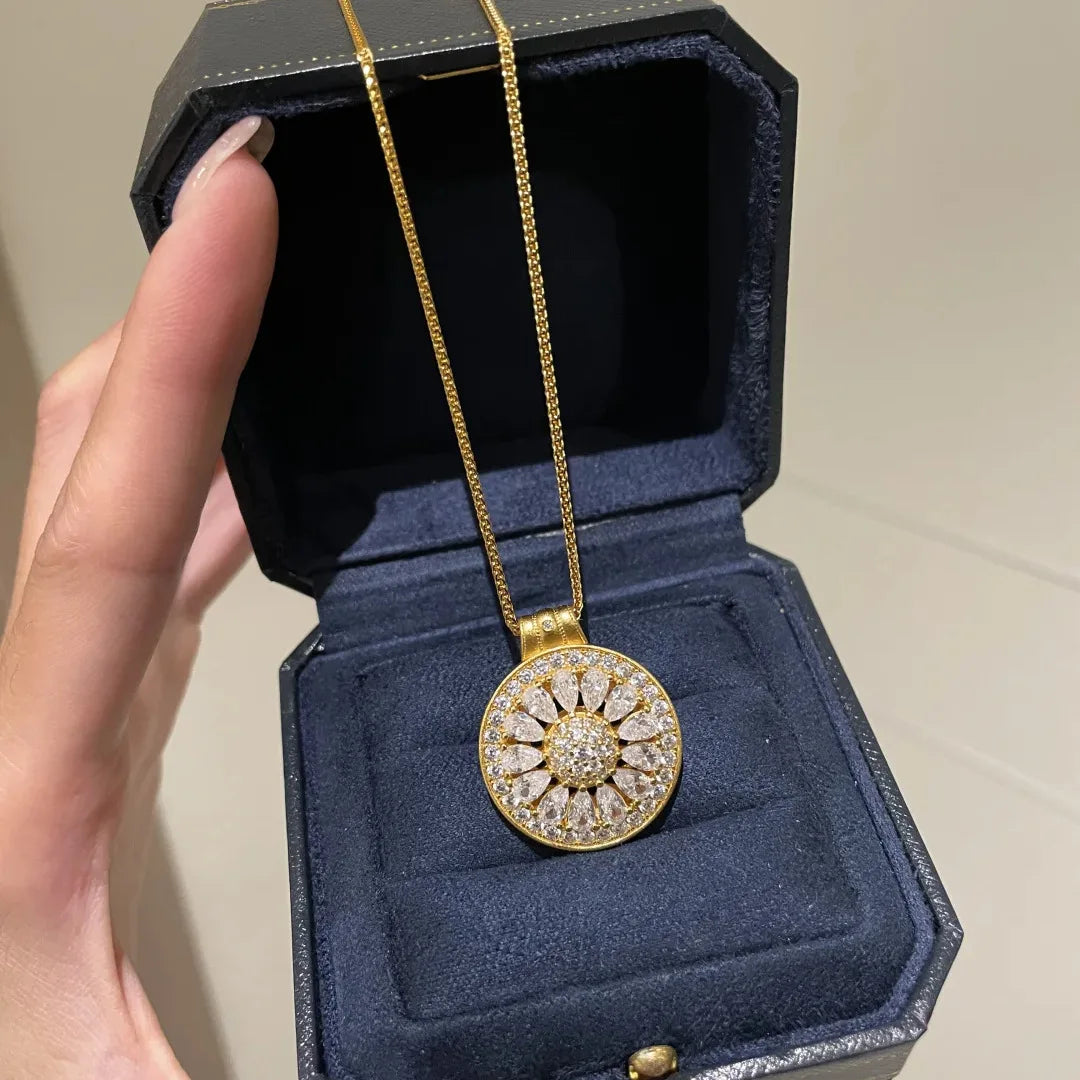 Pendentif Collier Or 14 carats Véritable pour Femme Bijoux Or Fin 14 carats Pierres Précieuses Diamants Bizuteria Pendentif Mariage Naszyjnik Femmes