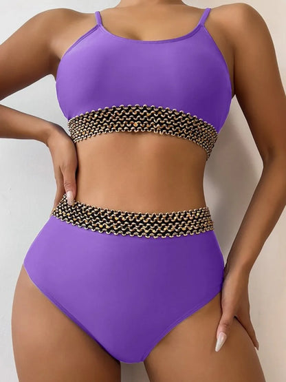 Sexy High Waist Bikini Women High Cut Swimsuit Female Padded Bathing Suit Solid Swimwear Two Piece Beachwear Swimming Summer