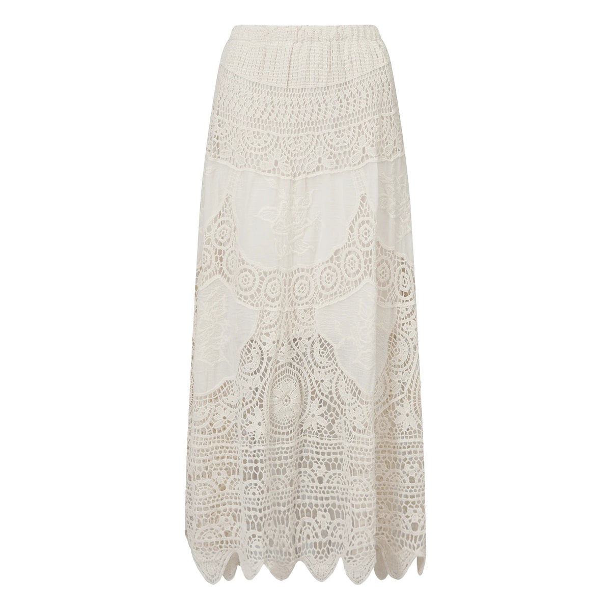 Yiiciovy Gonne da spiaggia a fiori in pizzo estivo Gonna lunga a trapezio da donna Gonna lunga Boho all'uncinetto fluida per abiti da vacanza al mare