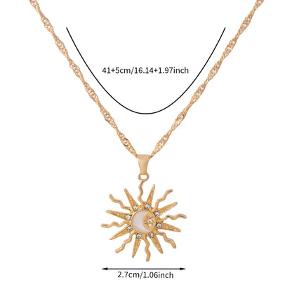 1 pezzo di strass brillanti dal design unico, sole, stella, luna, tre in uno, collana con ciondolo, gioielli da festa versatili quotidiani da donna retrò