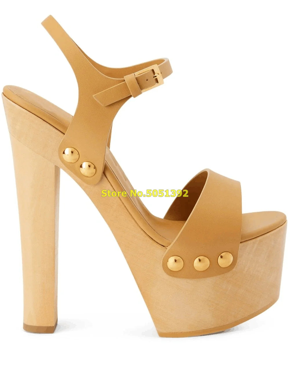 Sandali con tacco largo con plateau e tacco in legno, punta aperta, cinturino con fibbia alla caviglia, tacco super alto, sandali da donna alla moda, scarpe estive con punta aperta