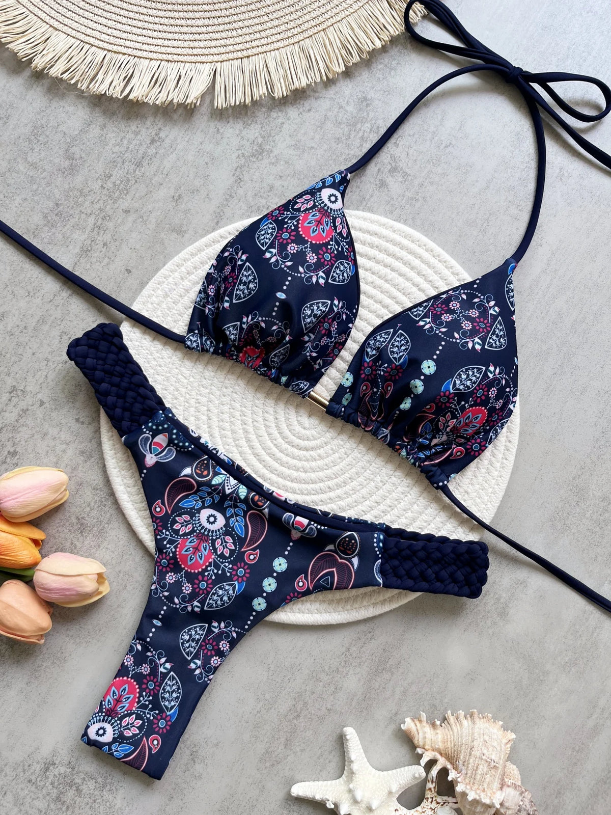 RUOTONSEPT Print Halter Mini Thong High Cut Bikini Female Swimsuit Women Swimwear Two-pieces Bikini set Bather Bathing Suit Swim
