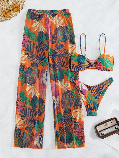 Bikini a 3 Pezzi 2026 Costume da Bagno Stampato Sexy per Donna con Pantaloncini da Spiaggia