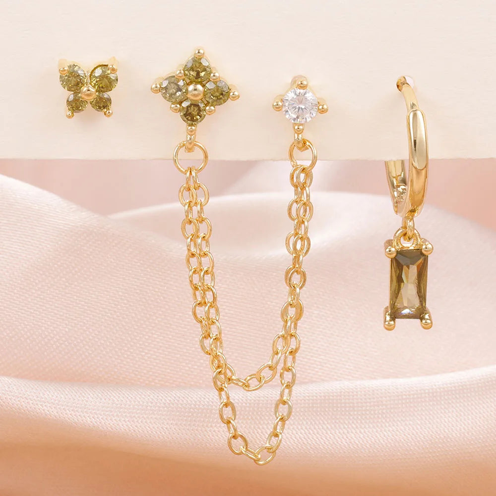 3 pezzi squisiti orecchini in acciaio inossidabile con 12 costellazioni di pietre portafortuna set per orecchini penetranti della cartilagine da donna gioielli di moda