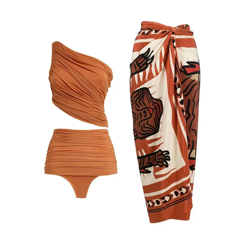 Costume da bagno floreale con stampa floreale con volant monospalla blu Set copricostume singolo micro monokini costumi da bagno sexy per ragazze Summer Beach