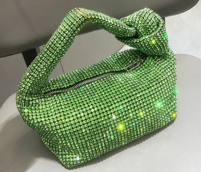 Borse da sera con nodo con strass con manico Borsa con manico superiore in cristallo argento per borse da donna e borsette Borsa di design di lusso